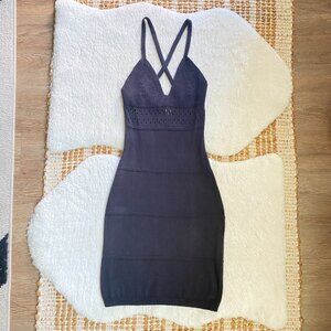 H&M Divided Black Knitted Cotton Strappy Dress – Size Small